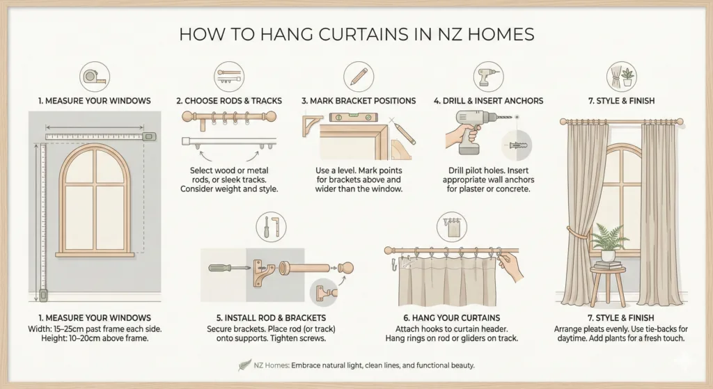 curtain hanging step by step