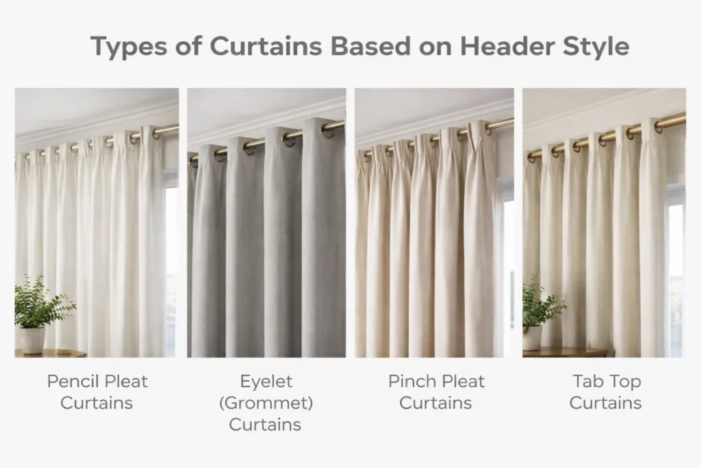 Types of Curtains Based on Header Style