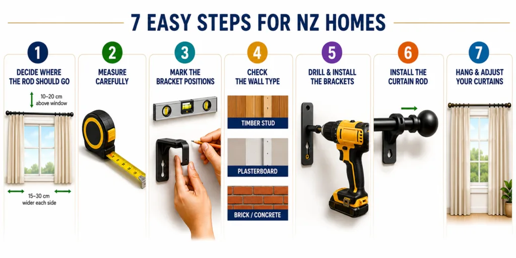 7 easy steps for installing a curtain rod