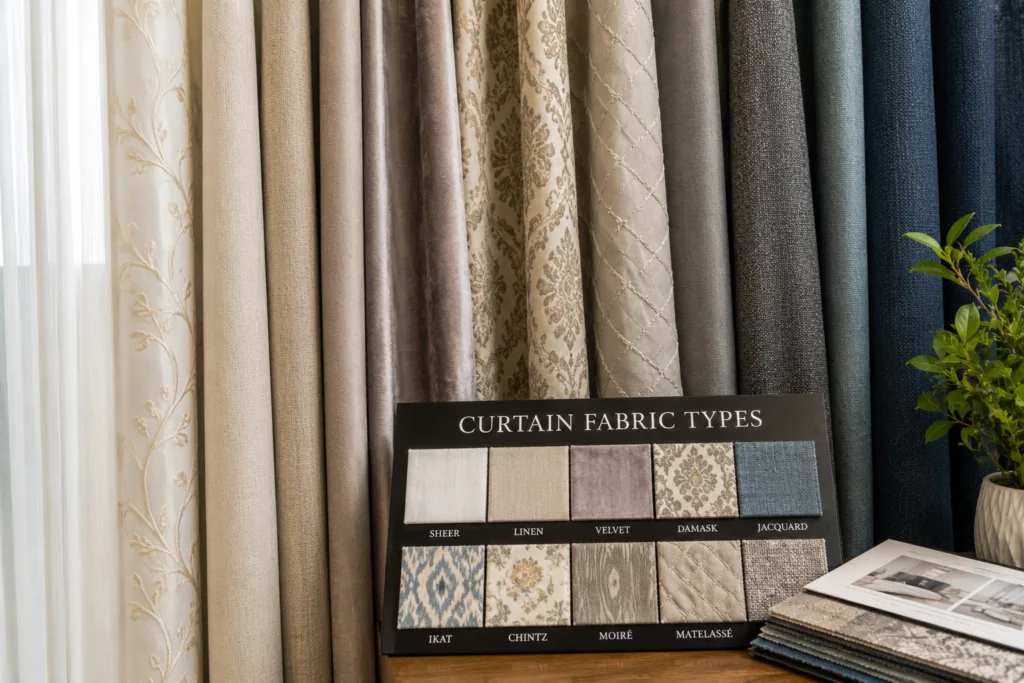 Variety of curtain fabric samples