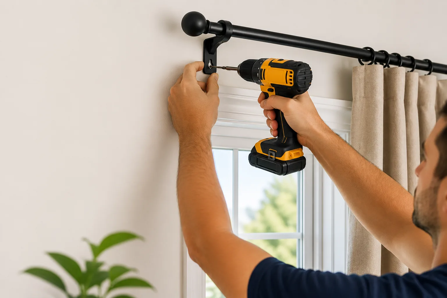 Installing a curtain rod at home